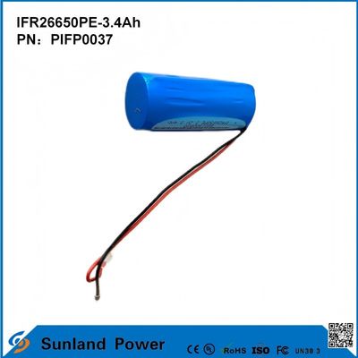 IFR26650PE-3.4Ah 3.2V LiFePO4 แบตเตอรี่เซลล์สําหรับแสงอาทิตย์ ไฟฉายวงจรชีวิต 2000 ครั้ง