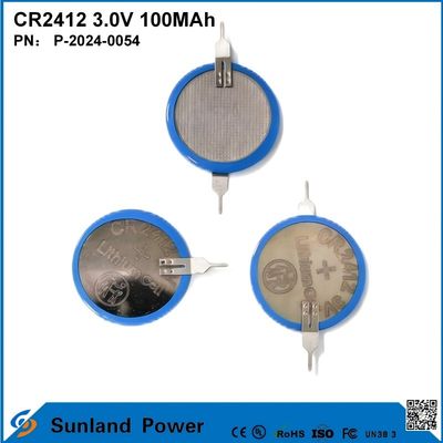CR2412 3.0V 100MAH แบตเตอรี่ Li-MnO2 อายุการใช้งานที่ยาวนาน