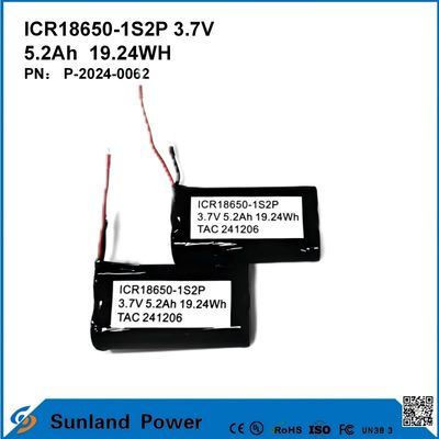 ICR18650-1S2P 3.7V 5.2AH 19.24WH แบตเตอรี่ชาร์จใหม่