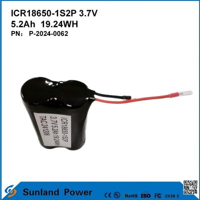 ICR18650-1S2P 3.7V 5.2AH 19.24WH แบตเตอรี่ชาร์จใหม่