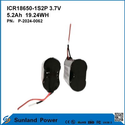 ICR18650-1S2P 3.7V 5.2AH 19.24WH แบตเตอรี่ชาร์จใหม่