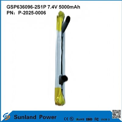 แบตเตอรี่ลิทธิียมไอออนแบบชาร์จใหม่ GSP636096-2S1P 7.4V และ 5000mAh สําหรับธนาคารพลังงาน อุปกรณ์อิเล็กทรอนิกส์กลางแจ้ง ไฟฉายไฟฟ้า