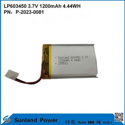GP603450 เซลล์สําหรับอุปกรณ์อิเล็กทรอนิกส์ผู้บริโภคและอุปกรณ์การแพทย์ 1200mAh 3.7V UL & UN38.3 รับรองในคลังและสามารถปรับแต่ง