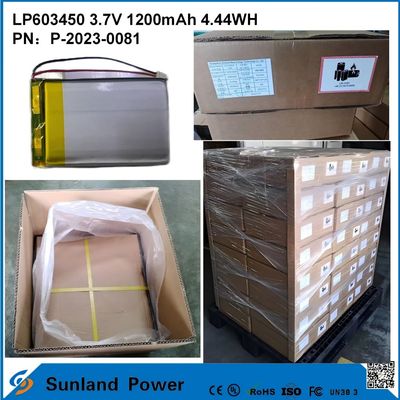 GP603450 เซลล์สําหรับอุปกรณ์อิเล็กทรอนิกส์ผู้บริโภคและอุปกรณ์การแพทย์ 1200mAh 3.7V UL & UN38.3 รับรองในคลังและสามารถปรับแต่ง