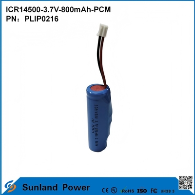 แบตเตอรี่ ICR14500-3.7V-800mAh-PCM ใช้กับไฟ LED, ผลิตภัณฑ์ดิจิทัล, อุปกรณ์สมาร์ทโฮม, เมาส์ไร้สาย, แปรงสีฟันไฟฟ้า, เครื่องโกนหนวด