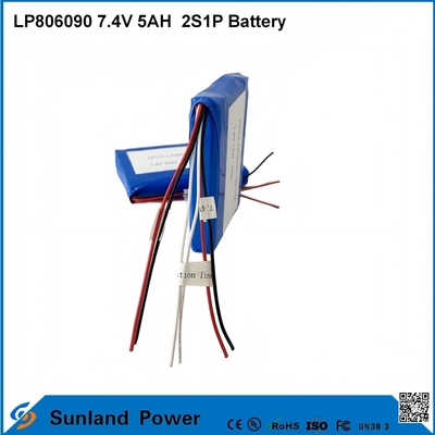 7.4V 5AH LP806090 2S1P แบตเตอรี่โพลีเมอร์ไอออนลิตยูมีฟังก์ชัน I2C กับเครื่องวัดน้ํามัน