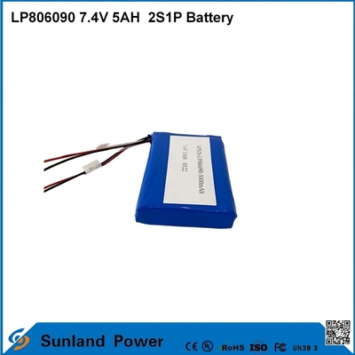 7.4V 5AH LP806090 2S1P แบตเตอรี่โพลีเมอร์ไอออนลิตยูมีฟังก์ชัน I2C กับเครื่องวัดน้ํามัน
