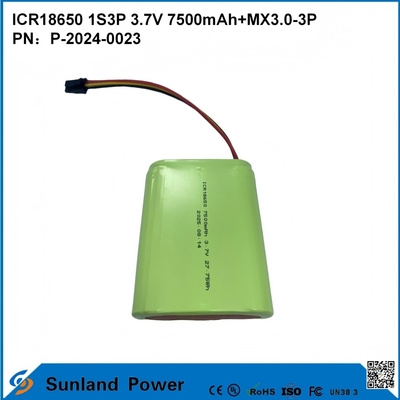 แบตเตอรี่ CR18650 1S3P 3.7V 7500mAh+MX3.0-3P-UL2054