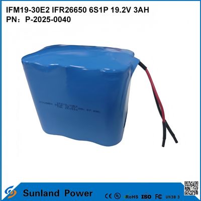 LiFePO4 IFM19-30E2 IFR26650 6S1P 19.2V แบตเตอรี่ 3AH ใช้ในระบบเก็บพลังงาน เครื่องมือไฟฟ้า