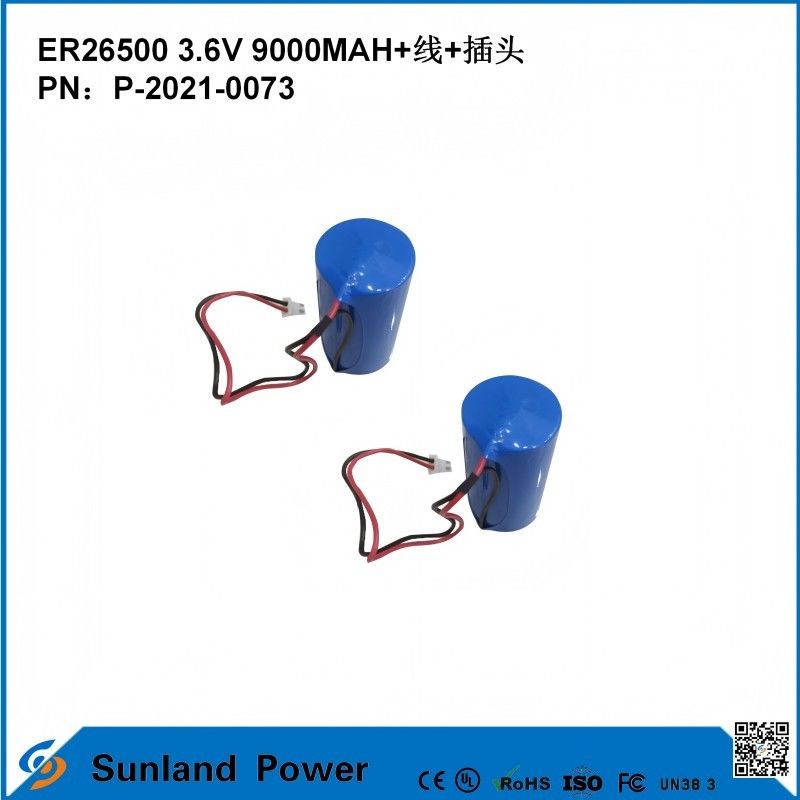3.6V 9AH ER26500 แบตเตอรี่หลัก ความดันทํางานสูงและคงที่ อายุการใช้งานที่ยาวนาน