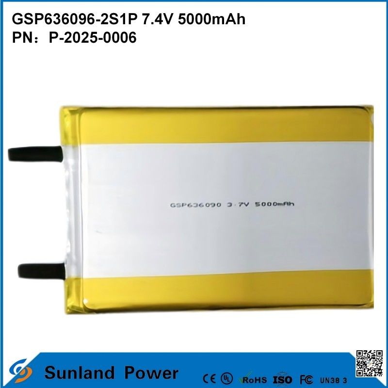 แบตเตอรี่ลิทธิียมไอออนแบบชาร์จใหม่ GSP636096-2S1P 7.4V และ 5000mAh สําหรับธนาคารพลังงาน อุปกรณ์อิเล็กทรอนิกส์กลางแจ้ง ไฟฉายไฟฟ้า