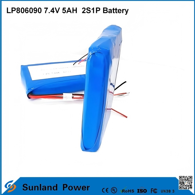 7.4V 5AH LP806090 2S1P แบตเตอรี่โพลีเมอร์ไอออนลิตยูมีฟังก์ชัน I2C กับเครื่องวัดน้ํามัน