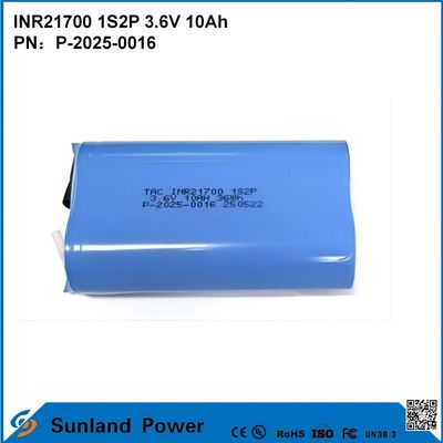 แบตเตอรี่ INR21700 1S2P 3.6V 10Ah สำหรับอุปกรณ์ที่ต้องการพลังงานสูง