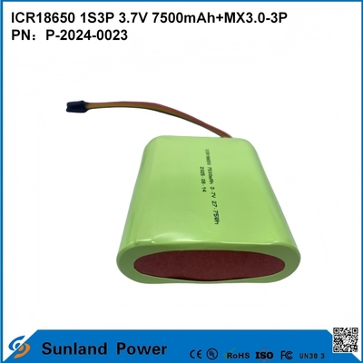 แบตเตอรี่ CR18650 1S3P 3.7V 7500mAh+MX3.0-3P-UL2054