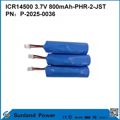 แบตเตอรี่สาย ICR14500 3.7V 800mAh-PHR-2-JST-10mm