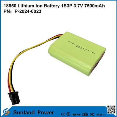 แบตเตอรี่ลิเธียมไอออน 18650 1S3P 3.7V 7500mAh ชุดแบตเตอรี่ Li-Ion