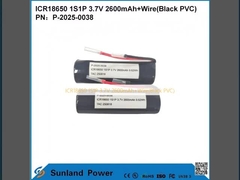 ICR18650 1S1P 3.7V 2600mAh+สายไฟ (PVC สีดำ)