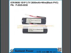 แบตเตอรี่ ICR18650 1S1P 3.7V 2600MAH + สายเคเบิล (PVC สีดำ)