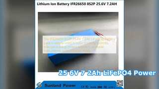 IFR26650 8S2P 25.6V 7.2Ah พลังงานแบตเตอรี่ LiFePO4